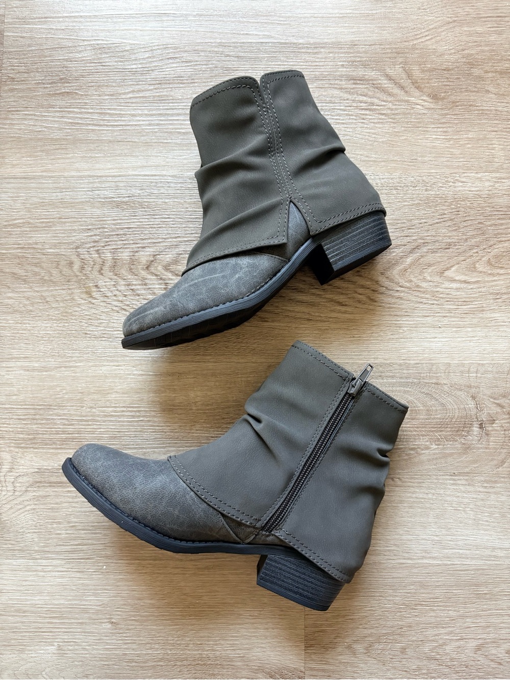 Suede Olive Green Slouchy Ankle Boots